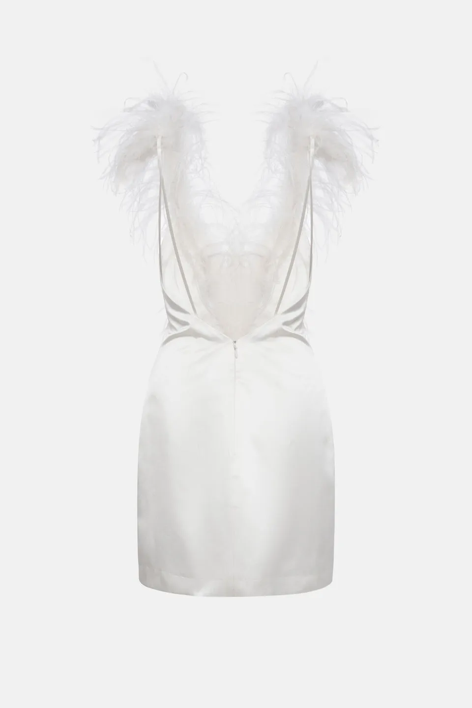 SIBYL FEATHER SLEEVELESS MIDI DRESS IN WHITE