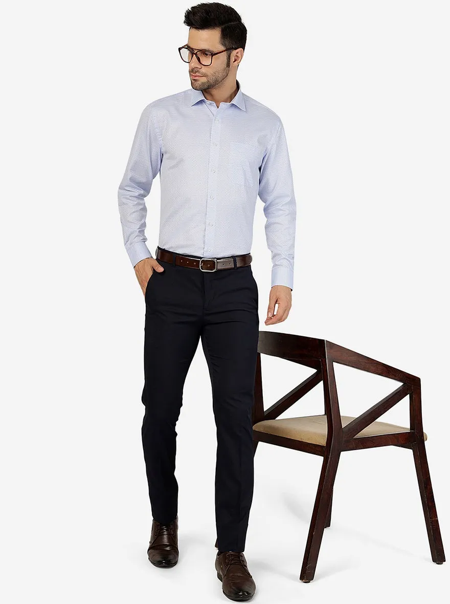 Sky Blue Printed Regular Fit Formal Shirt | Greenfibre