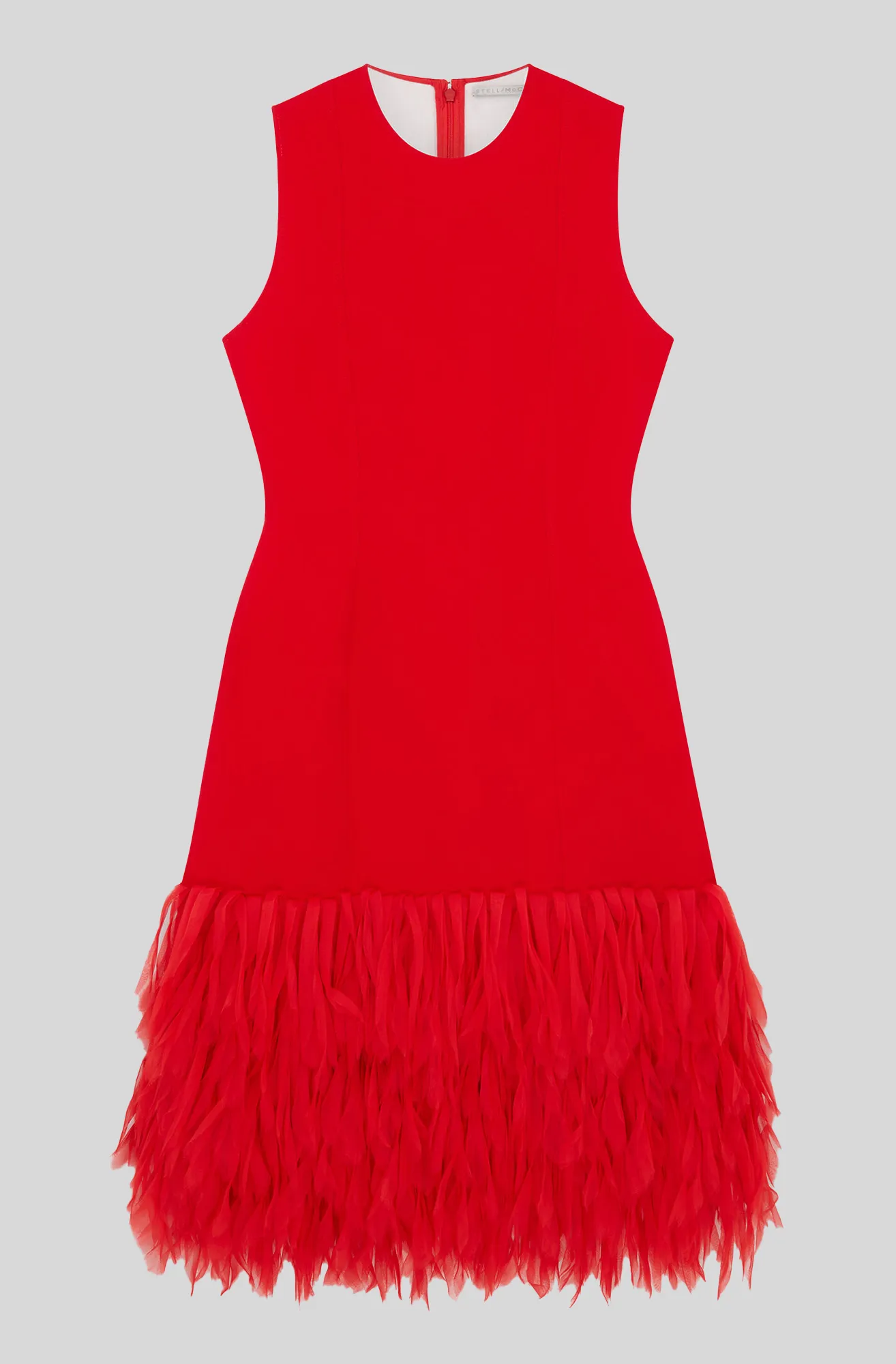 SLEEVELESS FEATHER MIDI DRESS