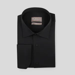 Slim Fit Black Pure Cotton Shirt -Turkish Made