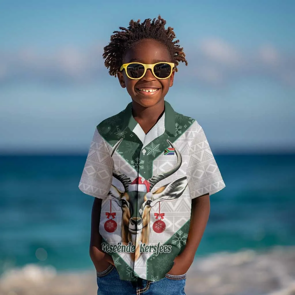 South Africa Springboks Christmas Kid Hawaiian Shirt Bokke Santa - Geseende Kersfees LT14