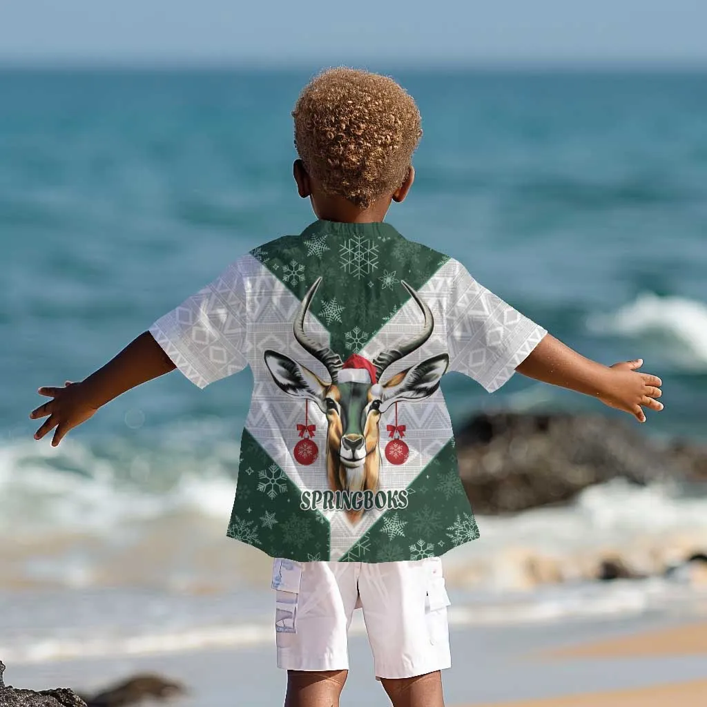 South Africa Springboks Christmas Kid Hawaiian Shirt Bokke Santa - Geseende Kersfees LT14