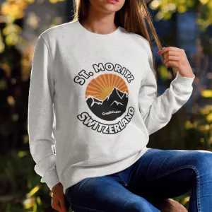 St. Moritz, Switzerland | Sunset Retro Mountain Range Sweatshirt