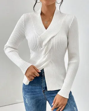 Stella - Twist-Front Ribbed Sweater
