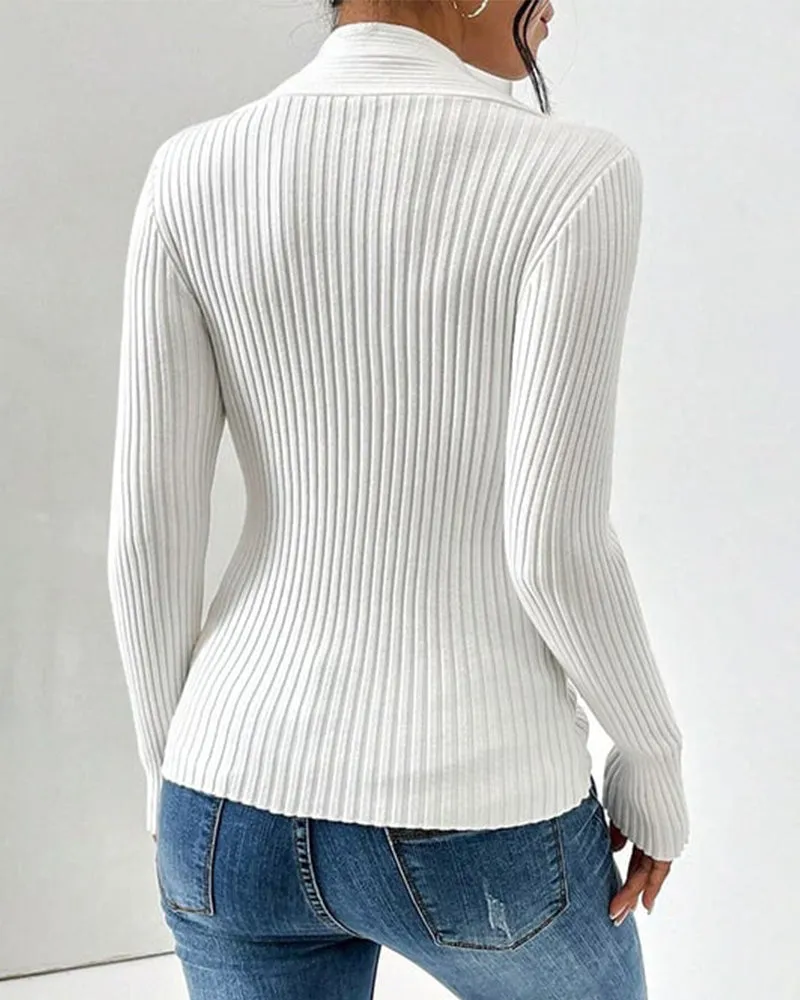 Stella - Twist-Front Ribbed Sweater