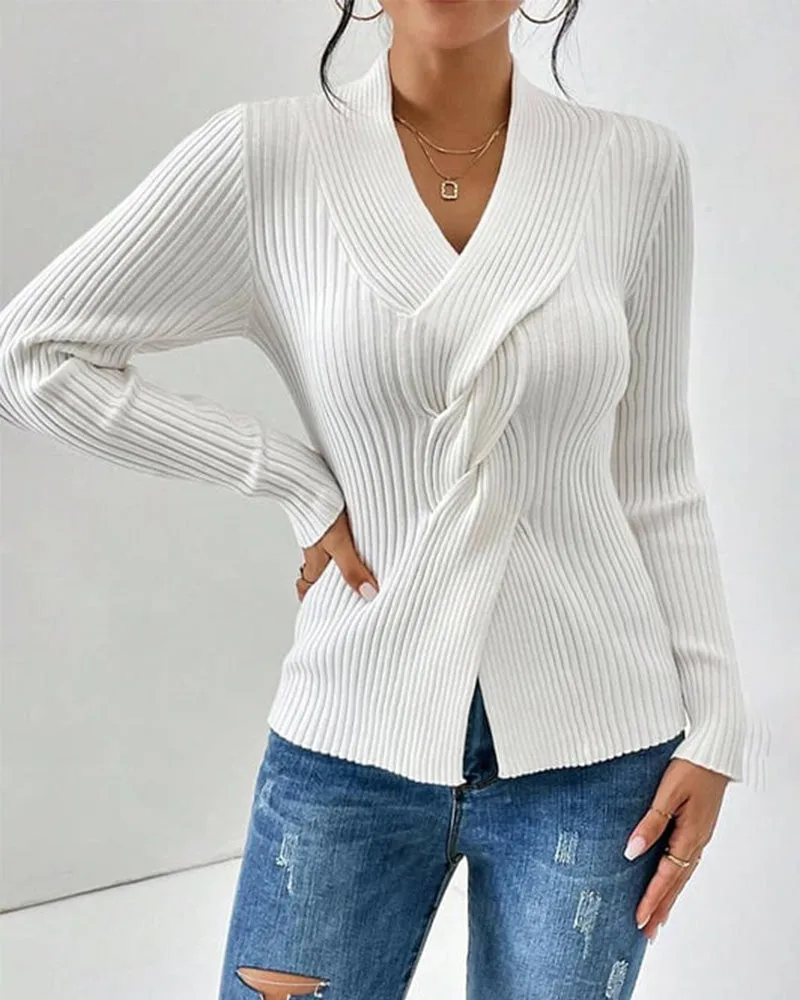 Stella - Twist-Front Ribbed Sweater