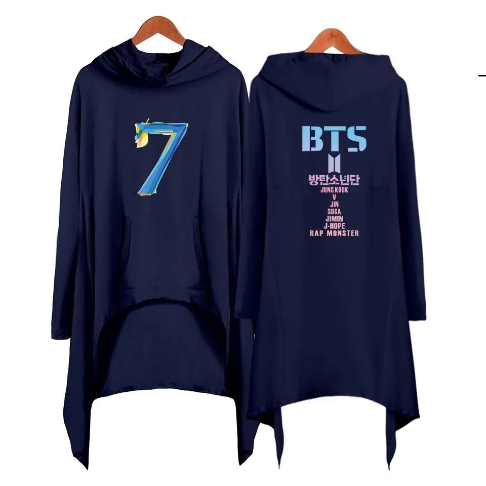 Sweatshirt longue Robe Irrégulière à Manches avec capuche BTS