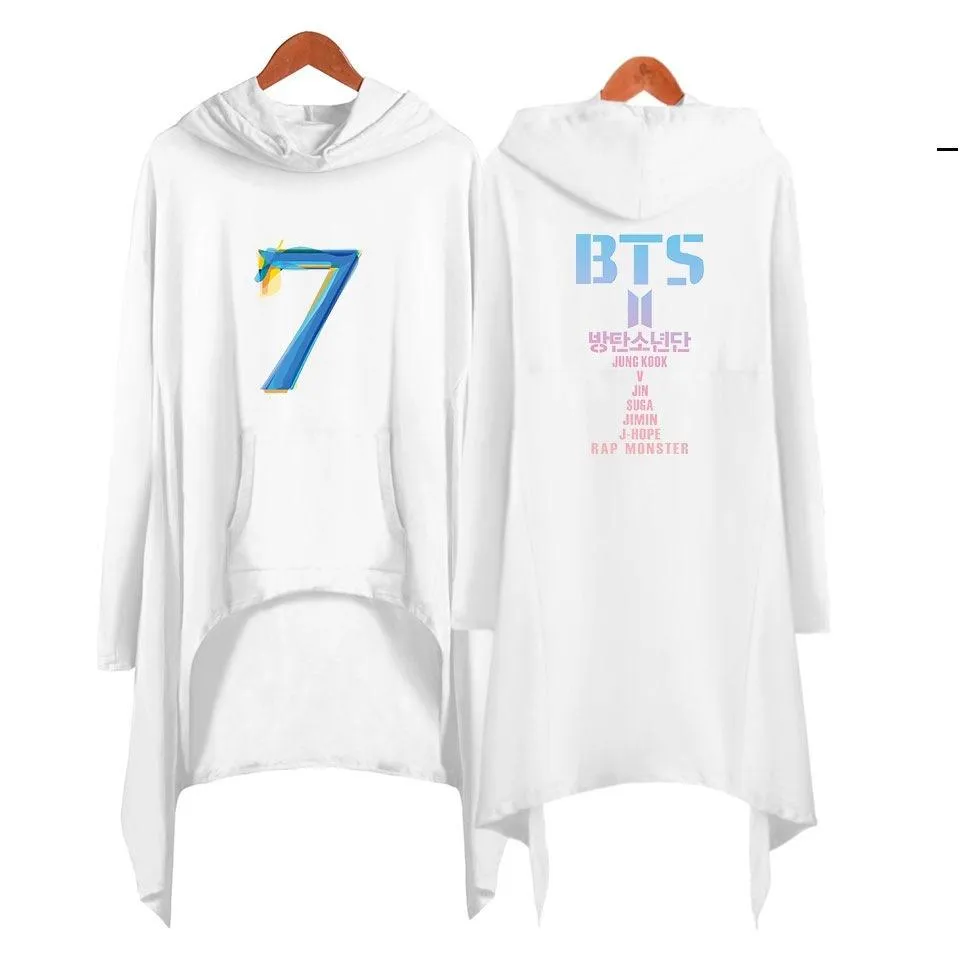 Sweatshirt longue Robe Irrégulière à Manches avec capuche BTS