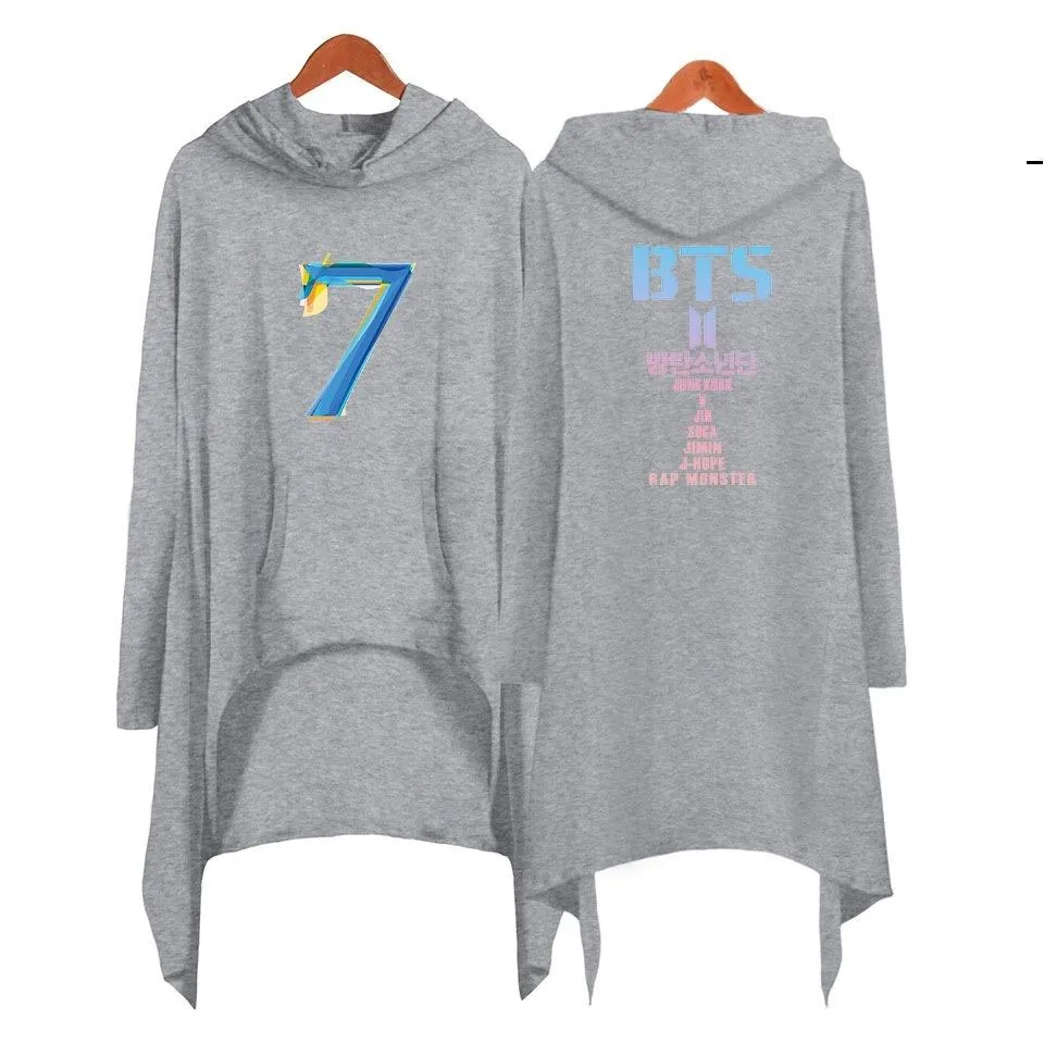 Sweatshirt longue Robe Irrégulière à Manches avec capuche BTS