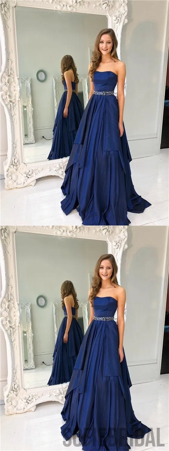 Sweetheart Prom Dresses, Beaded Prom Dresses, Navy Prom Dresses, Prom Dresses, PD0633