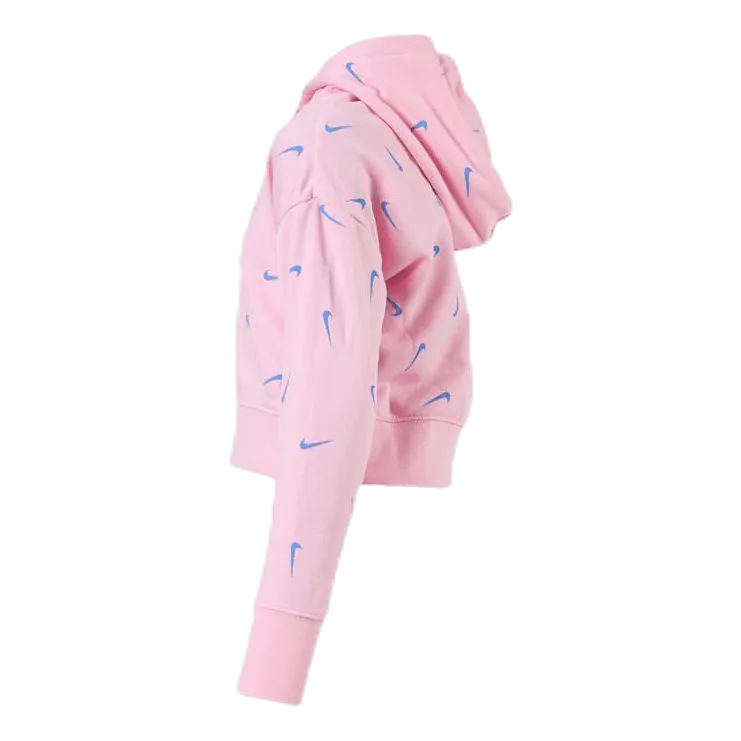 Swooshfetti Crop Hoodie Junior Pink/Blue