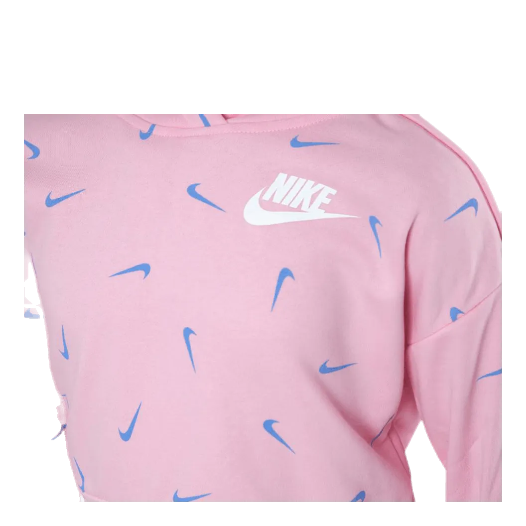 Swooshfetti Crop Hoodie Junior Pink/Blue