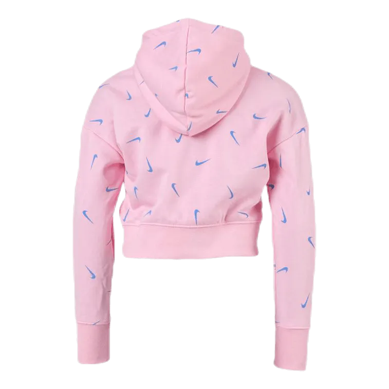 Swooshfetti Crop Hoodie Junior Pink/Blue