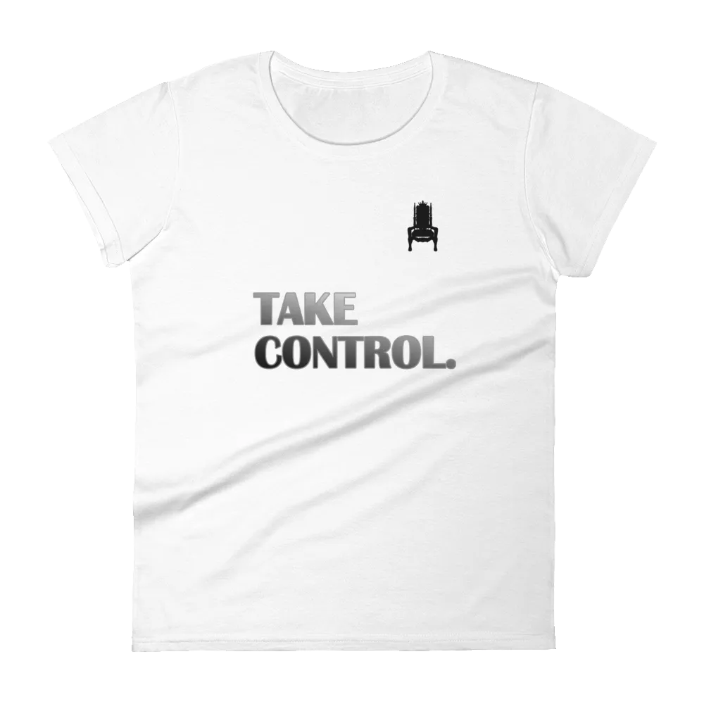 'Take Control' Women's Fitted T-shirt (White)