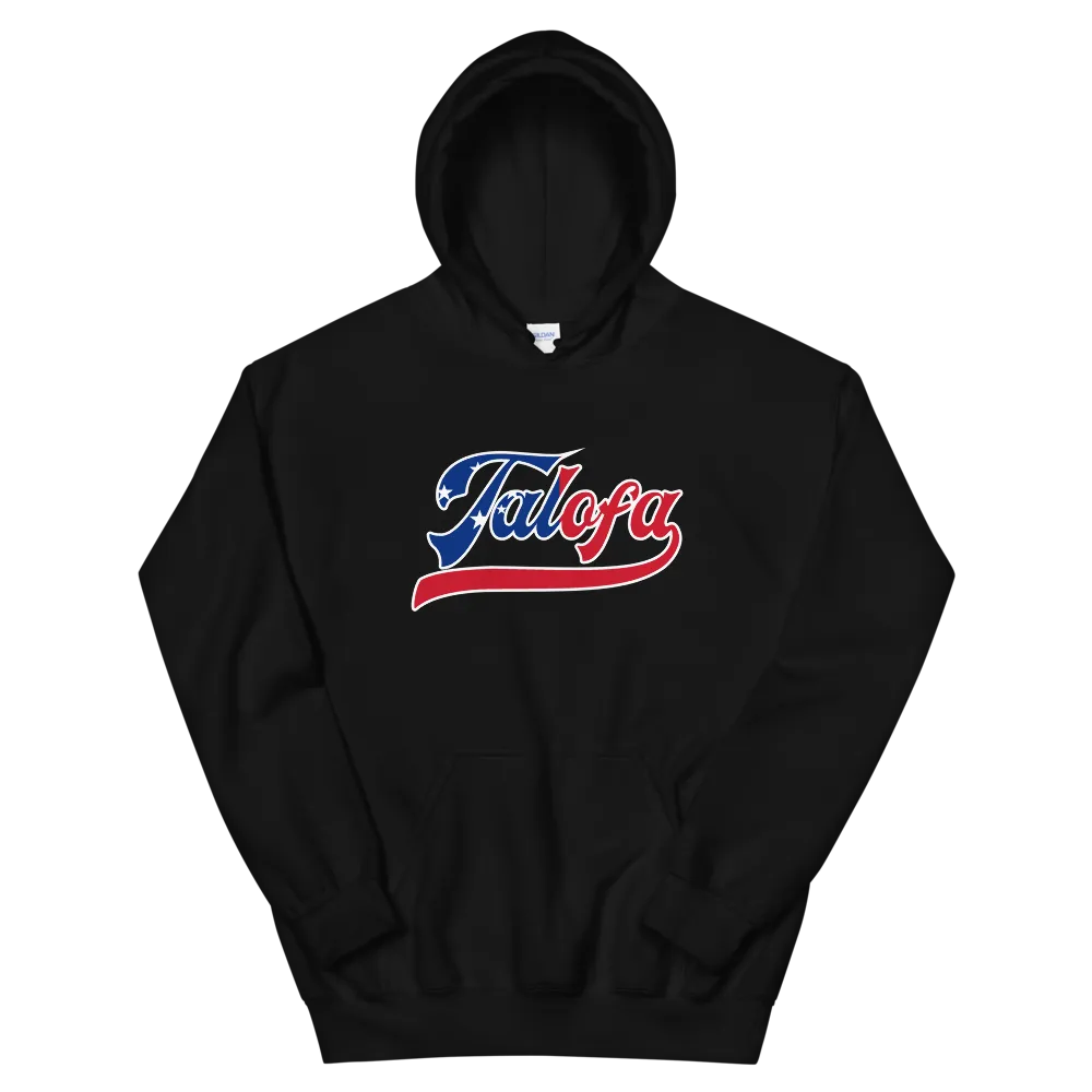 Talofa Script ~ Flag with White Border *ADULT HOODIE*