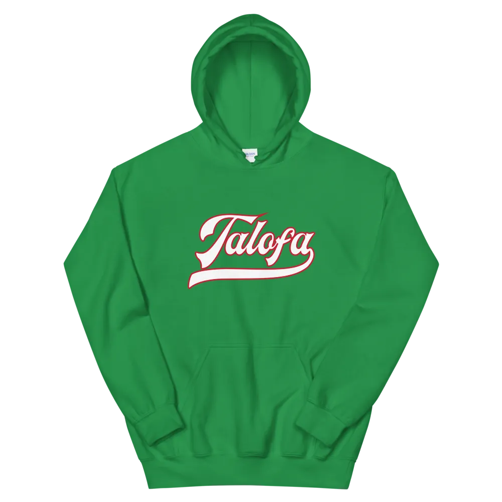 Talofa Script ~ White with Red Border *ADULT HOODIE*