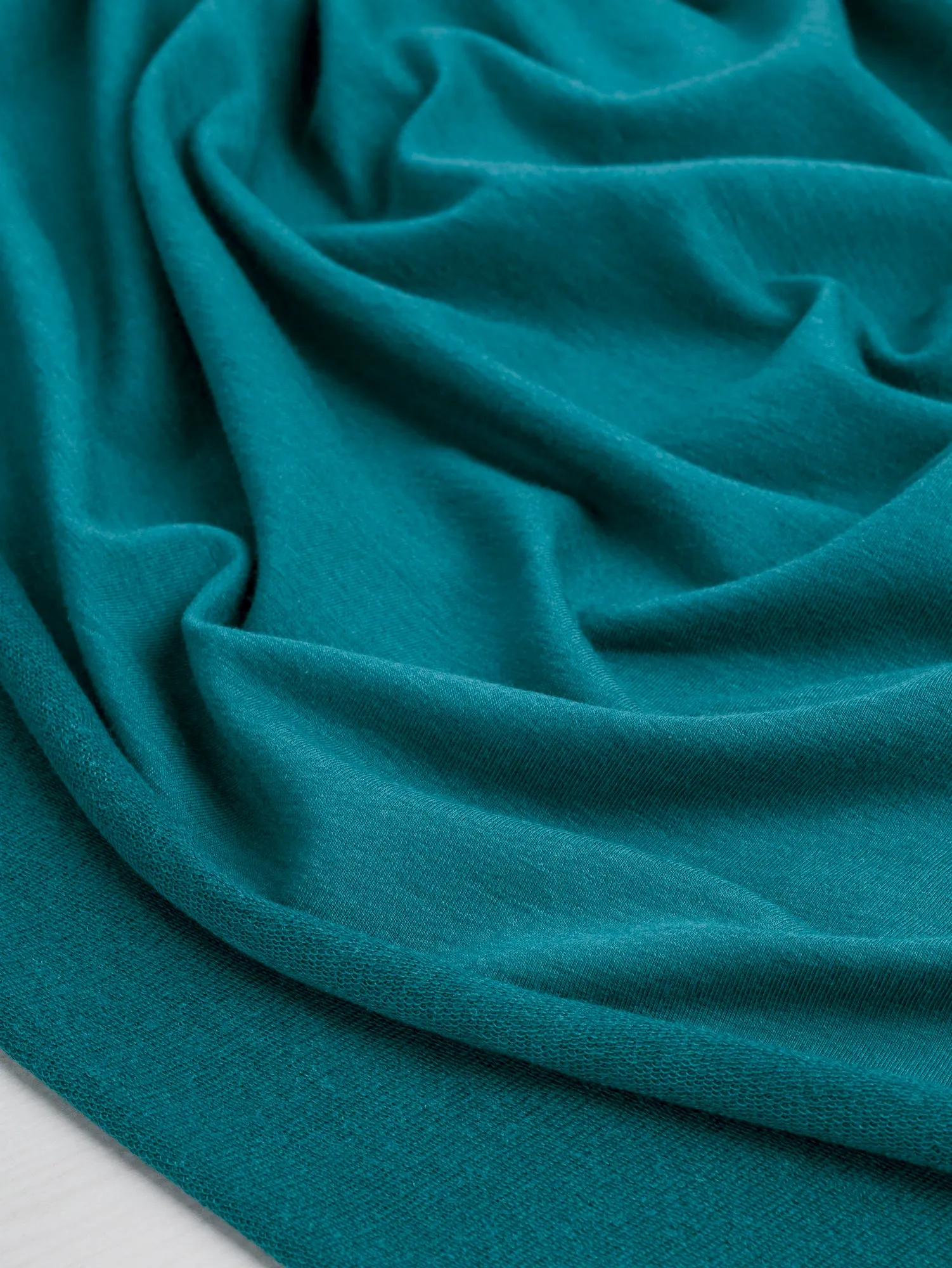 Tencel Lyocell Organic Cotton Stretch French Terry - Peacock  - Swatch