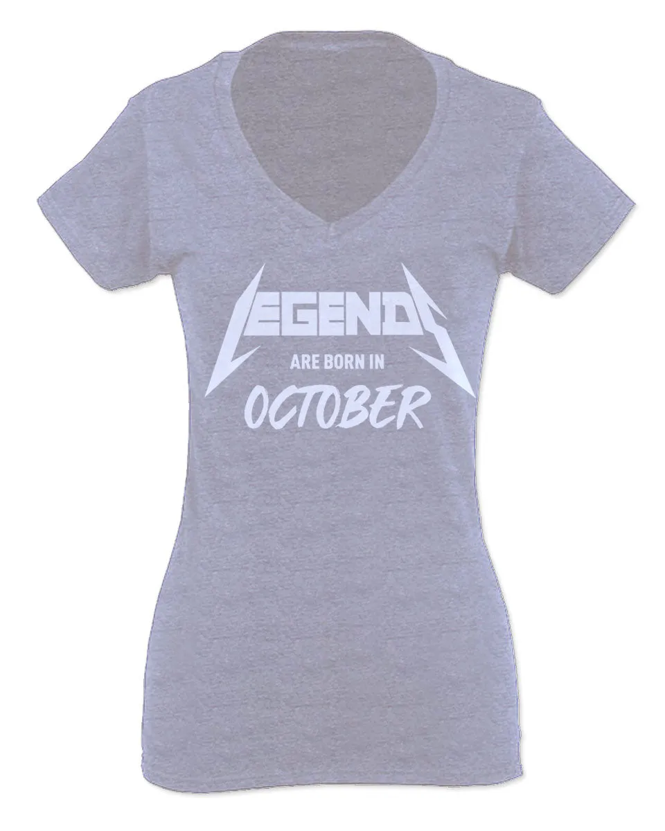 The Best Birthday Gift Legends are Born in October For Women V neck fitted T Shirt
