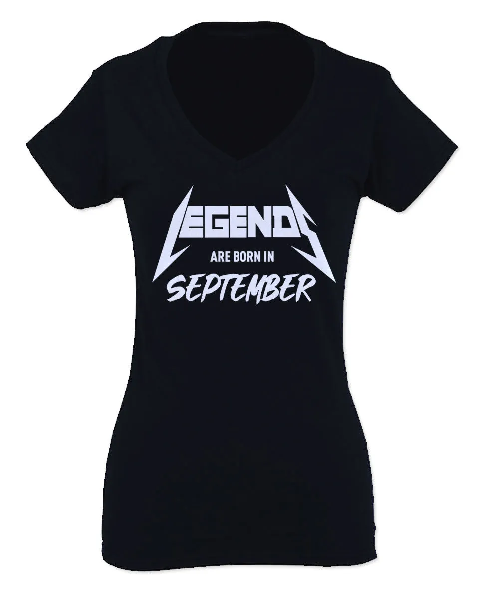 The Best Birthday Gift Legends are Born in September For Women V neck fitted T Shirt