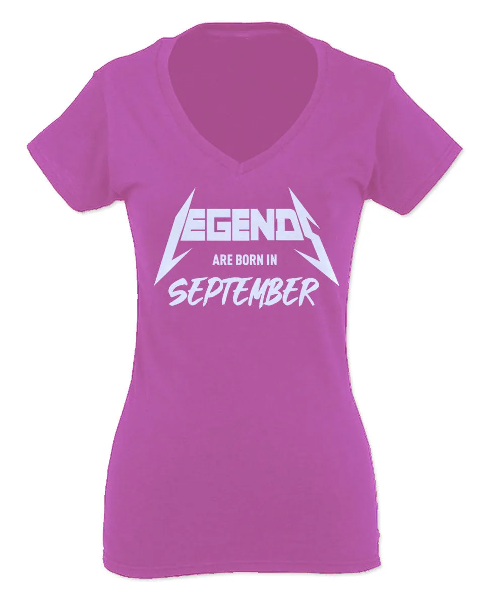 The Best Birthday Gift Legends are Born in September For Women V neck fitted T Shirt