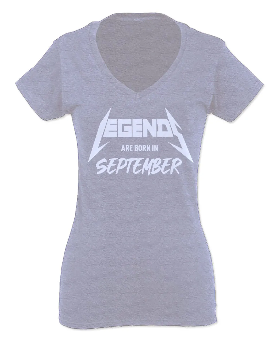 The Best Birthday Gift Legends are Born in September For Women V neck fitted T Shirt