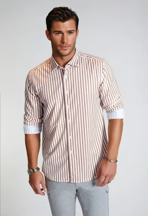 The Go Big Stripe Long Sleeve Tech Shirt - Espresso