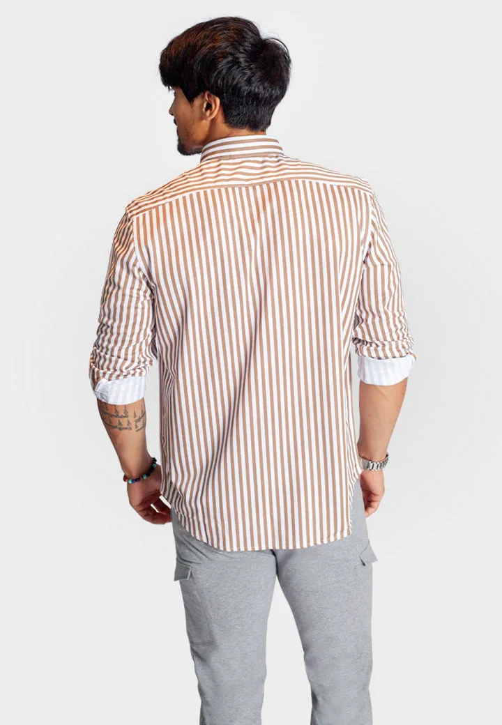 The Go Big Stripe Long Sleeve Tech Shirt - Espresso
