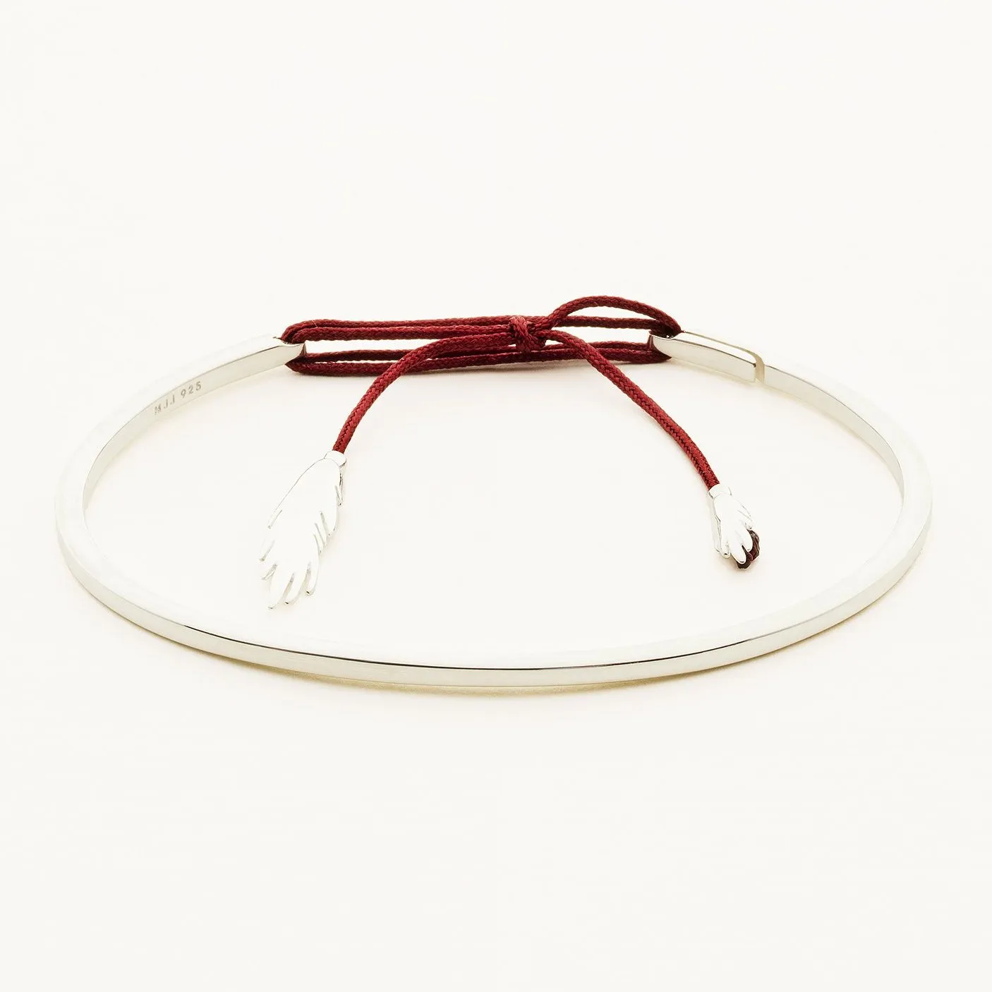THREAD &amp; FEATHER BRACELET - silver
