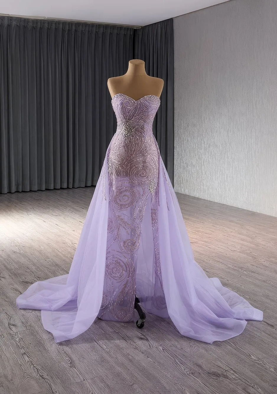Tulle Overskirt Sequined Off-the-Shoulder Feather-Accented Dress - W3V6K