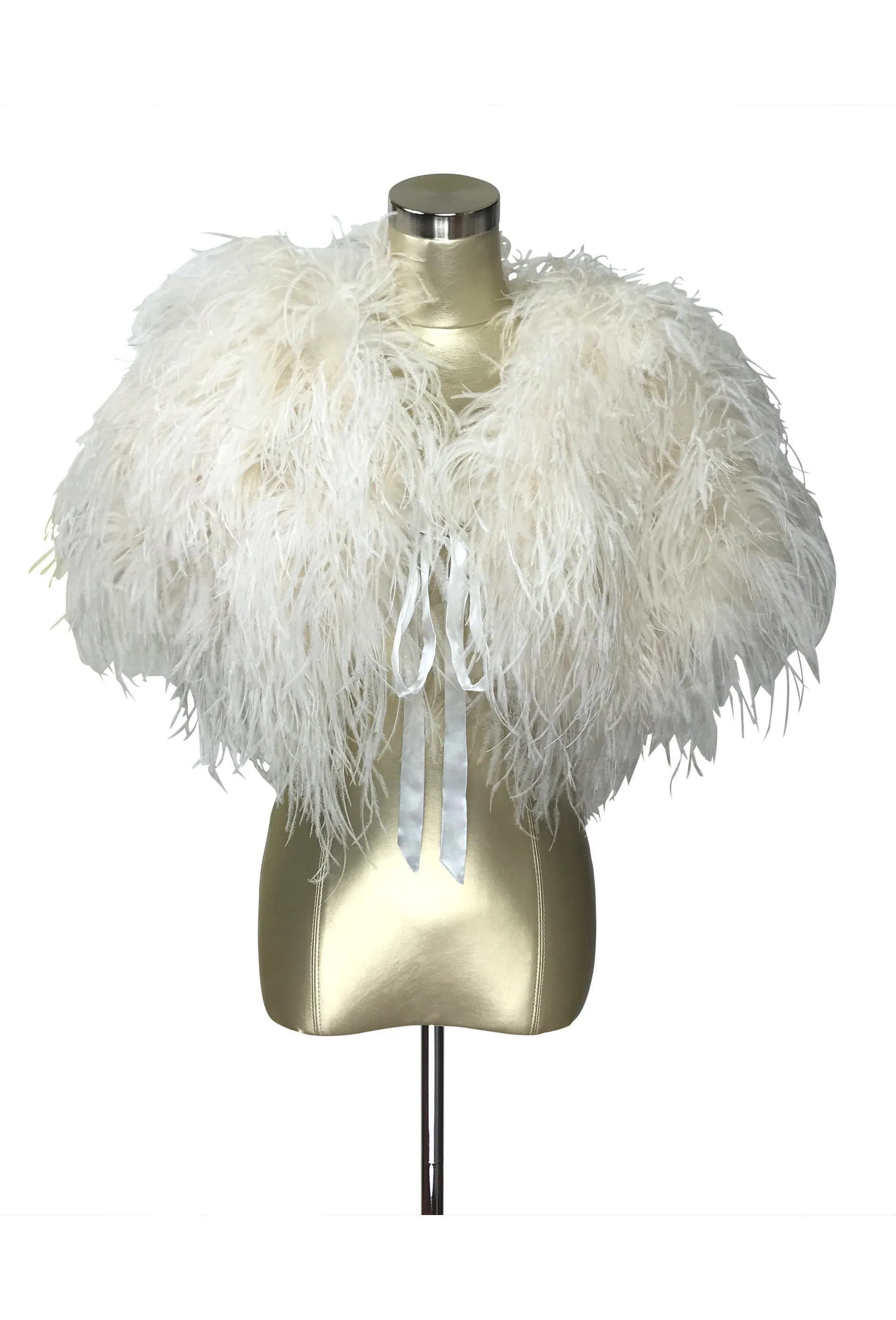 Ultra Ostrich Hollywood Glamour 1930s Vintage Style Harlow Wrap - White