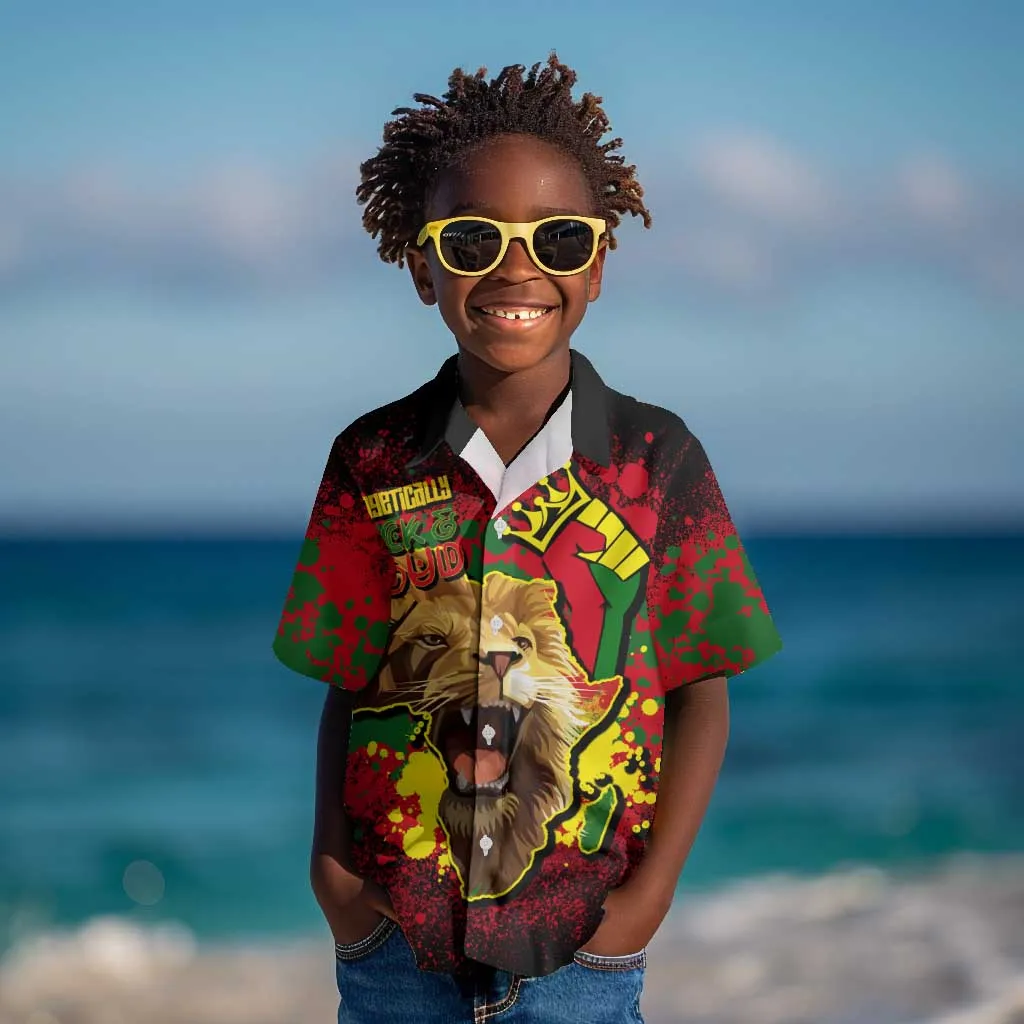 Unapologetically Black and Proud Kid Hawaiian Shirt Africa Map with Lion DT02