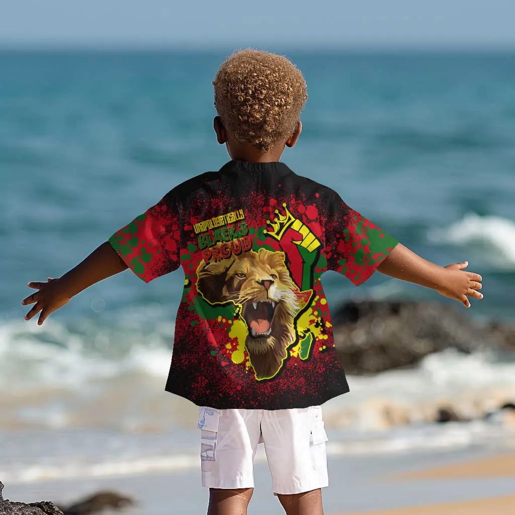 Unapologetically Black and Proud Kid Hawaiian Shirt Africa Map with Lion DT02