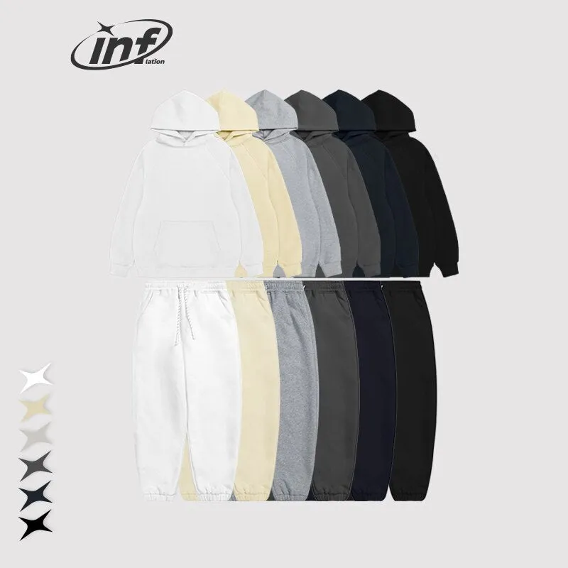 Unisex Oversized Thick Polar Fleece Lined Heavyweight Hoodies and Jogger Set Tracksuit
