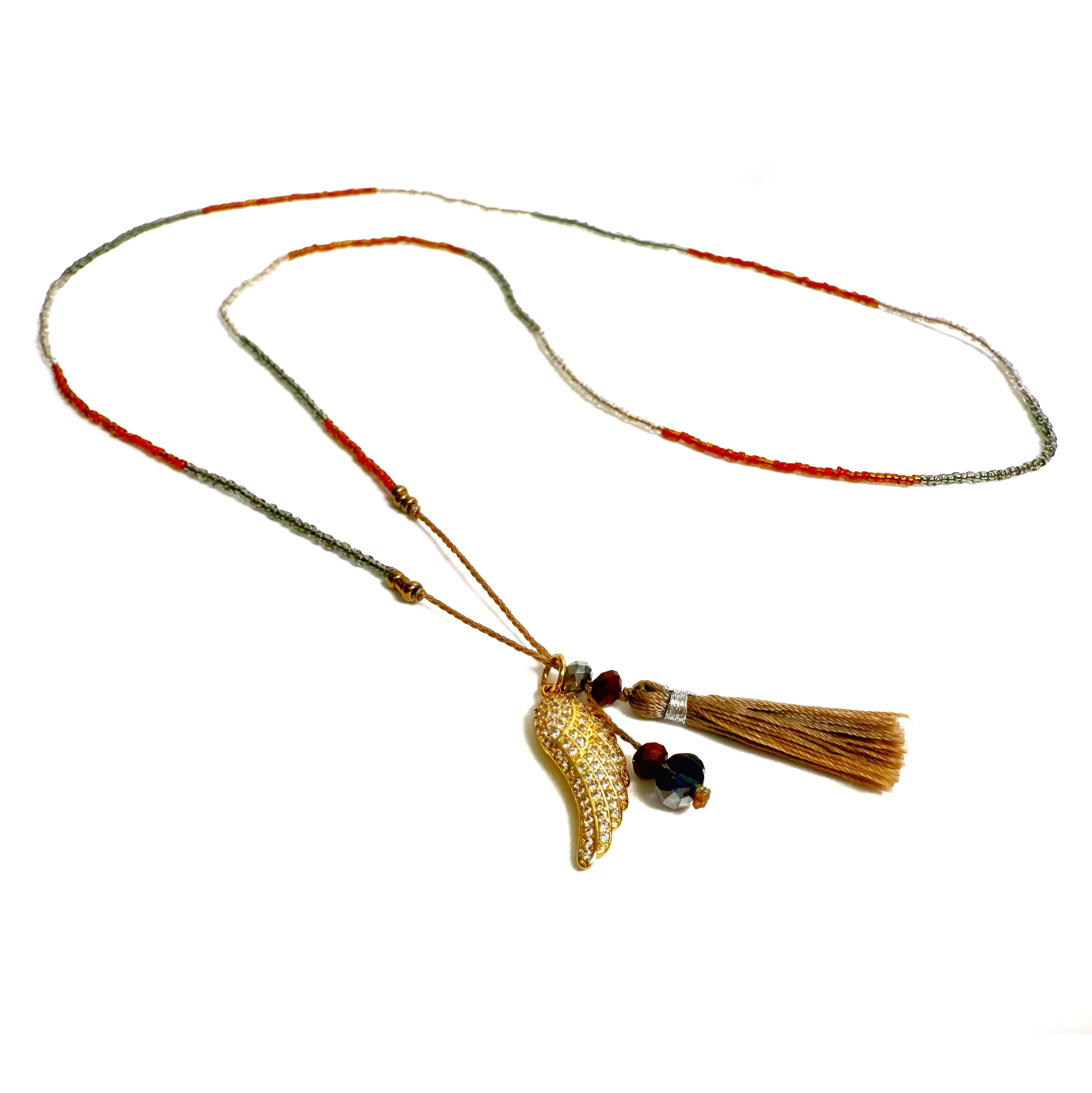 Vana Feather and Pom-Pom Necklace