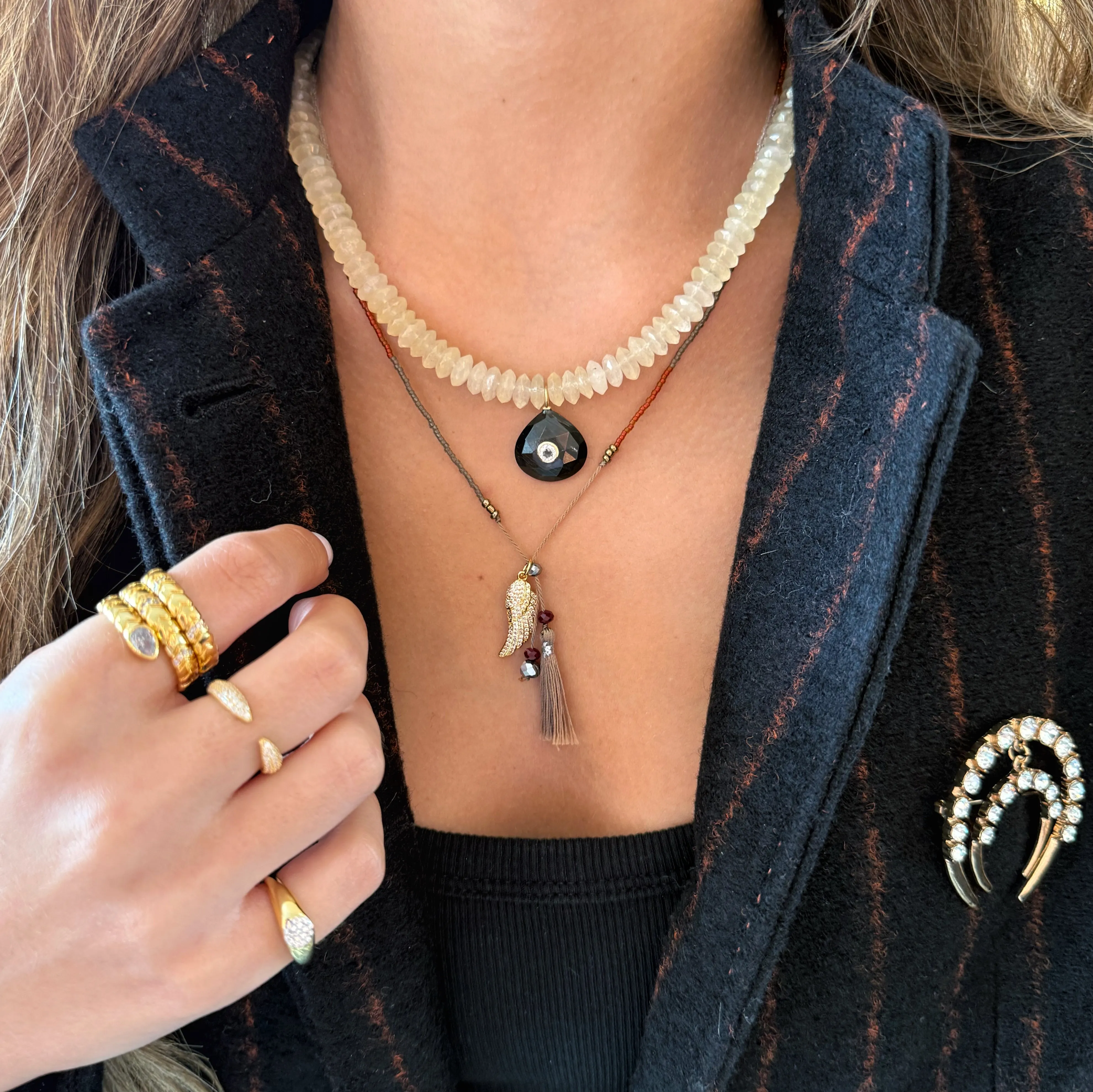 Vana Feather and Pom-Pom Necklace