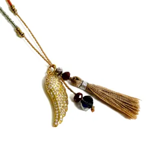 Vana Feather and Pom-Pom Necklace
