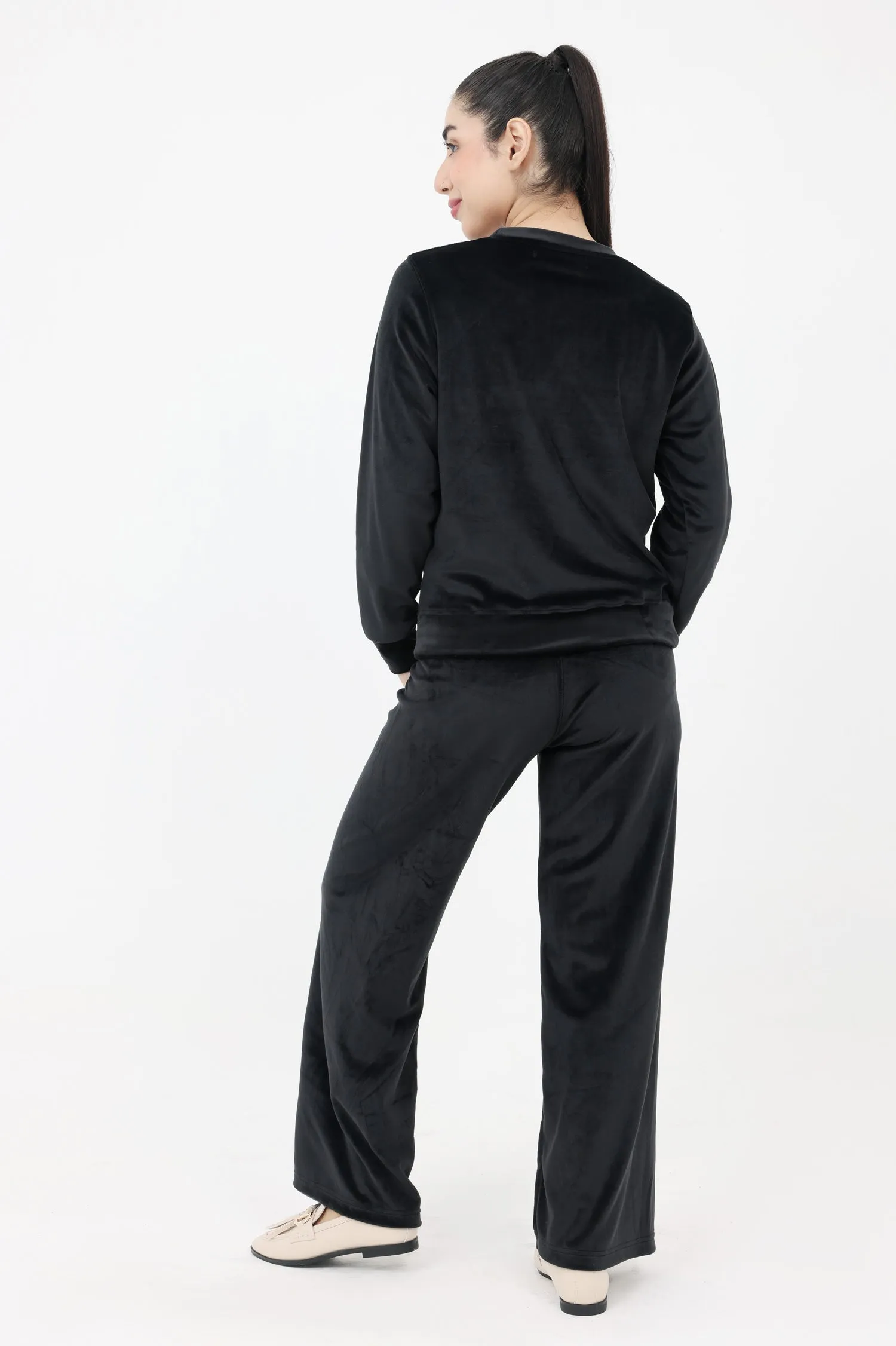 VELVET MATCHING CO-ORD SET-BLACK