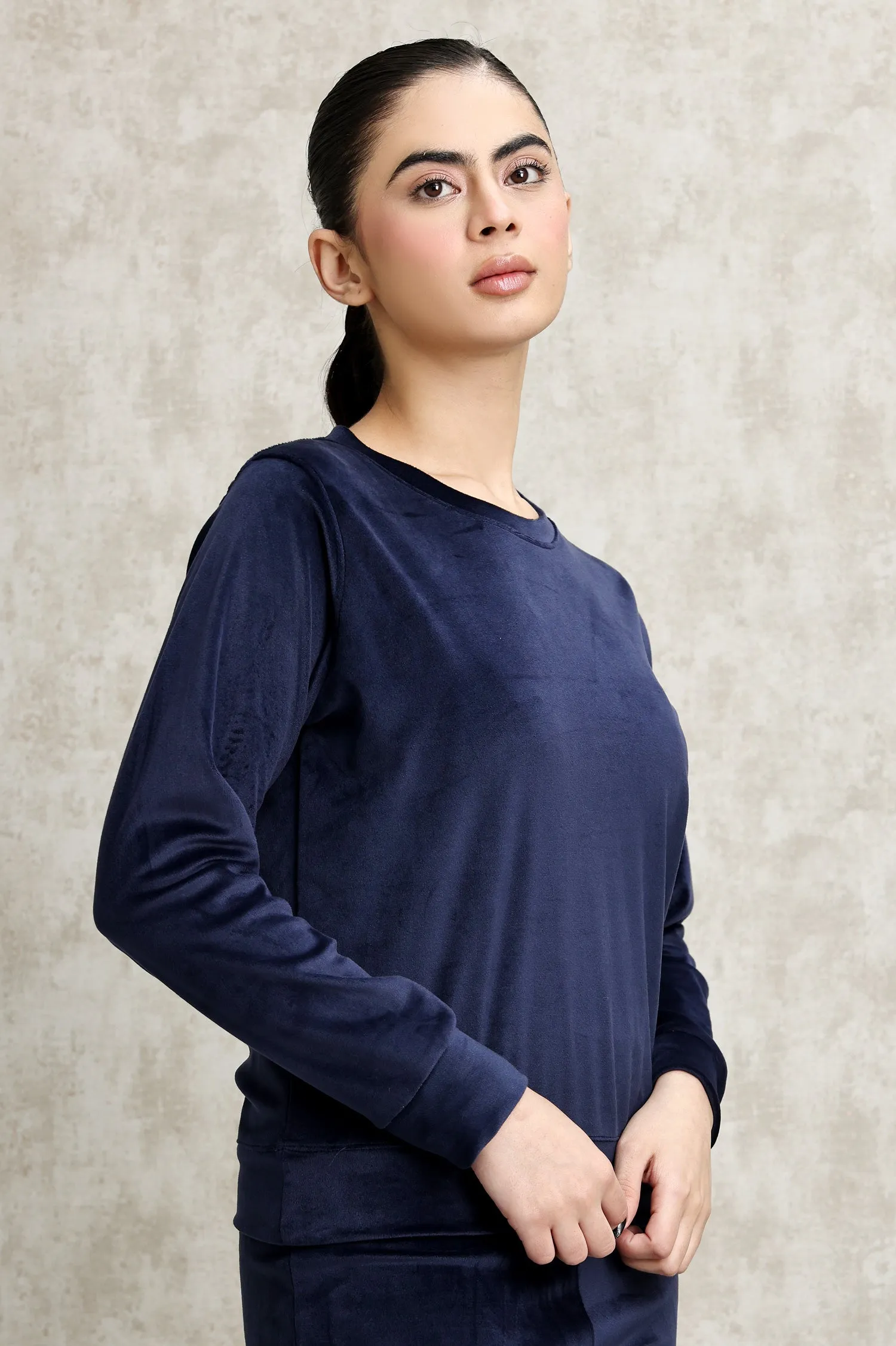 VELVET MATCHING CO-ORD SET-NAVY