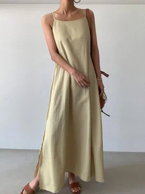 VibeMartini-Versatile Loose Casual Slit Over Knee Long Sling Dress