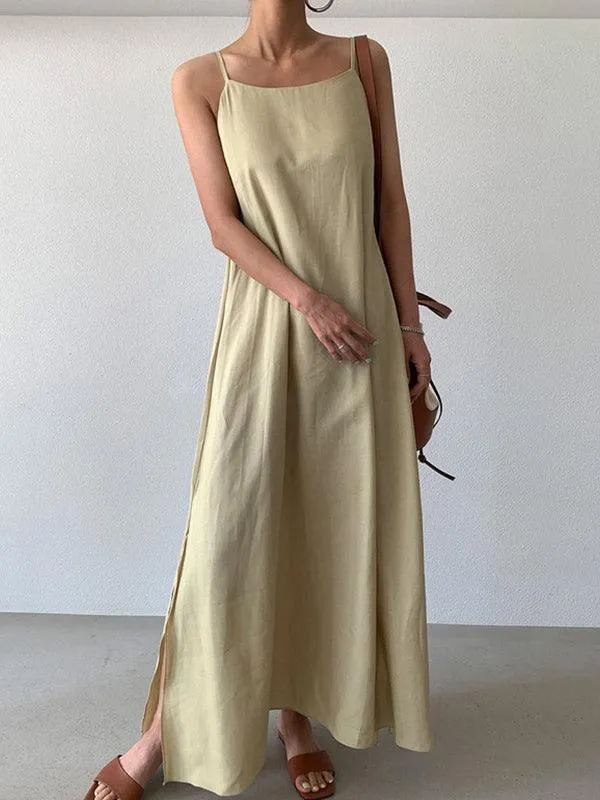 VibeMartini-Versatile Loose Casual Slit Over Knee Long Sling Dress