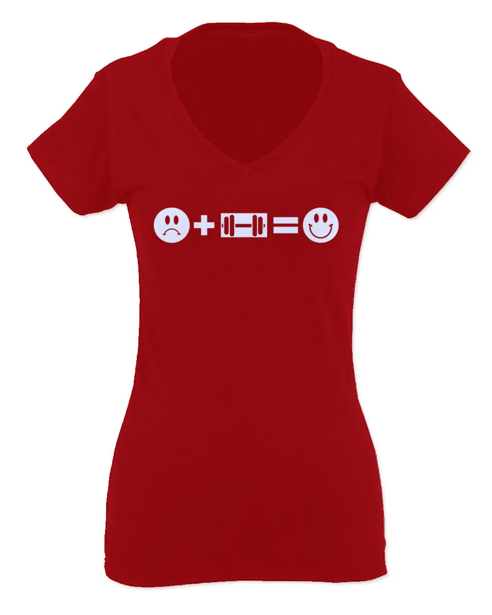 VICES AND VIRTUESS crosfit Feeling Workout Make me Happy Gym Fitness For Women V neck fitted T Shirt