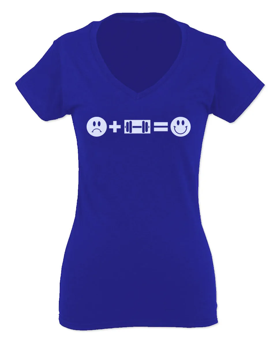 VICES AND VIRTUESS crosfit Feeling Workout Make me Happy Gym Fitness For Women V neck fitted T Shirt