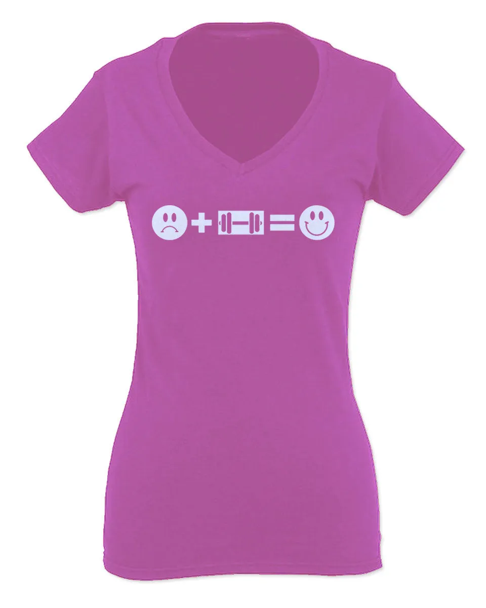 VICES AND VIRTUESS crosfit Feeling Workout Make me Happy Gym Fitness For Women V neck fitted T Shirt