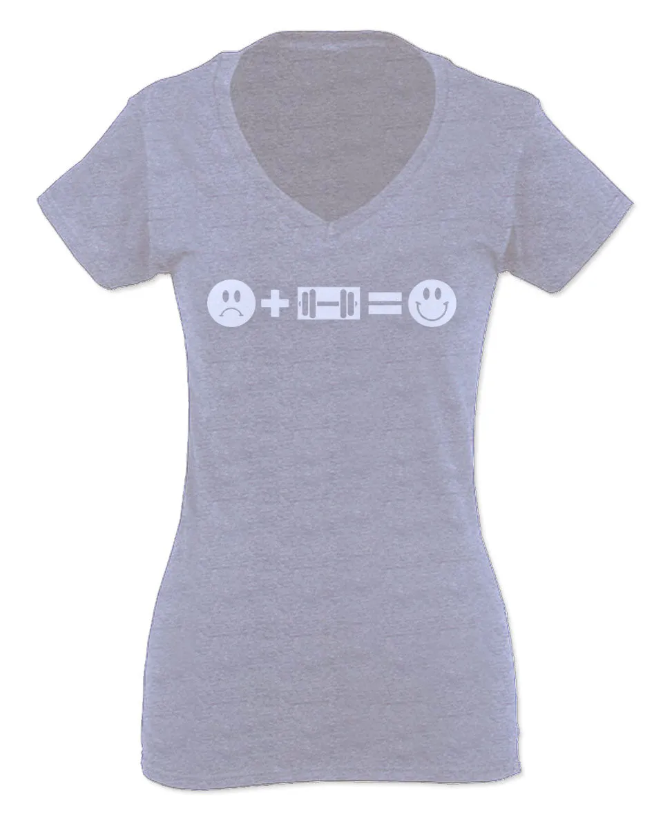 VICES AND VIRTUESS crosfit Feeling Workout Make me Happy Gym Fitness For Women V neck fitted T Shirt