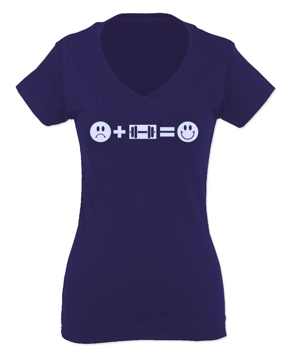 VICES AND VIRTUESS crosfit Feeling Workout Make me Happy Gym Fitness For Women V neck fitted T Shirt