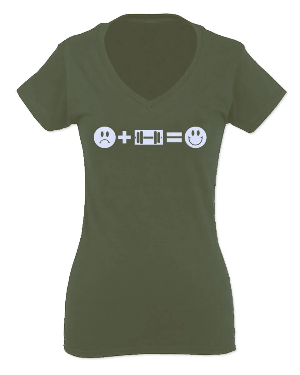 VICES AND VIRTUESS crosfit Feeling Workout Make me Happy Gym Fitness For Women V neck fitted T Shirt