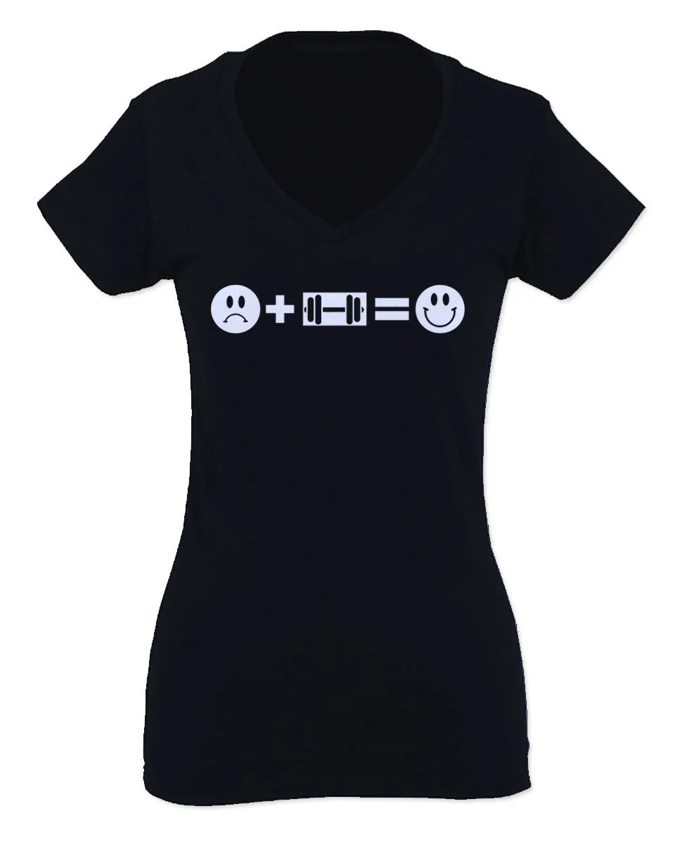 VICES AND VIRTUESS crosfit Feeling Workout Make me Happy Gym Fitness For Women V neck fitted T Shirt