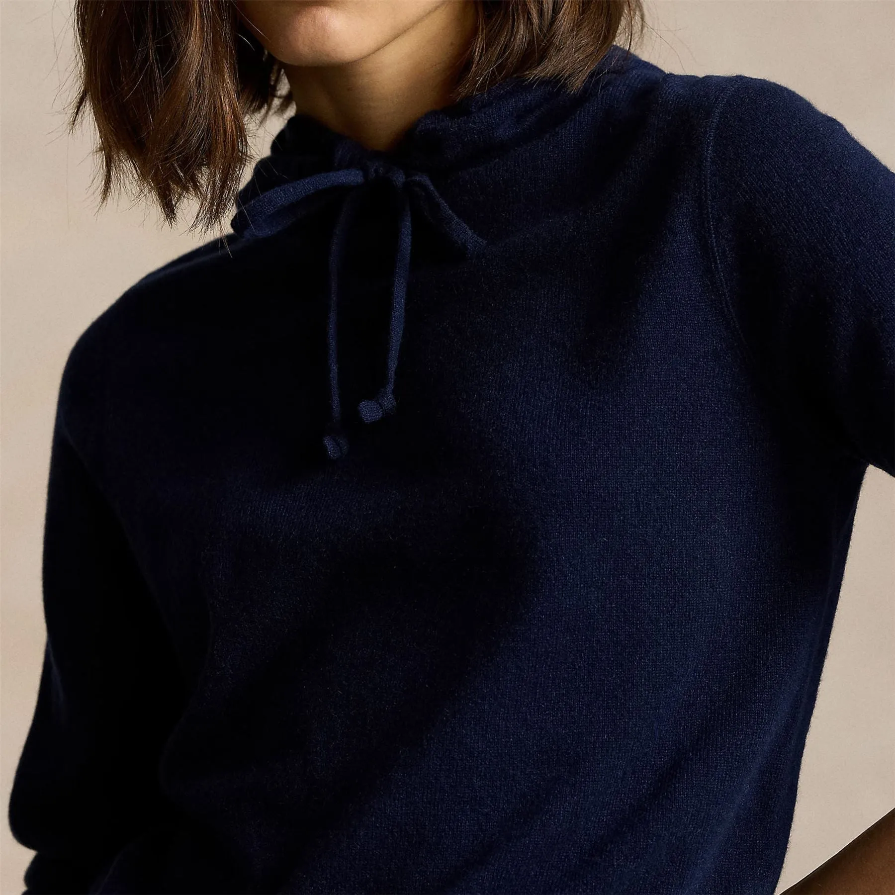 Washable Cashmere Hoodie Refined Navy