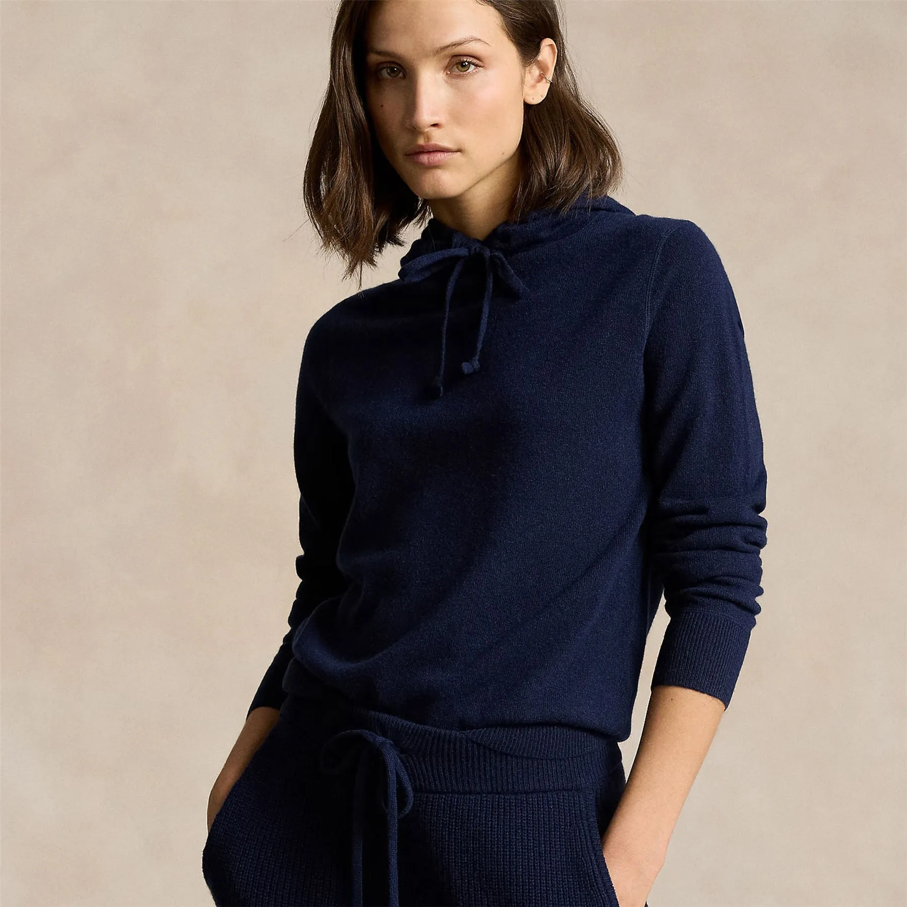 Washable Cashmere Hoodie Refined Navy
