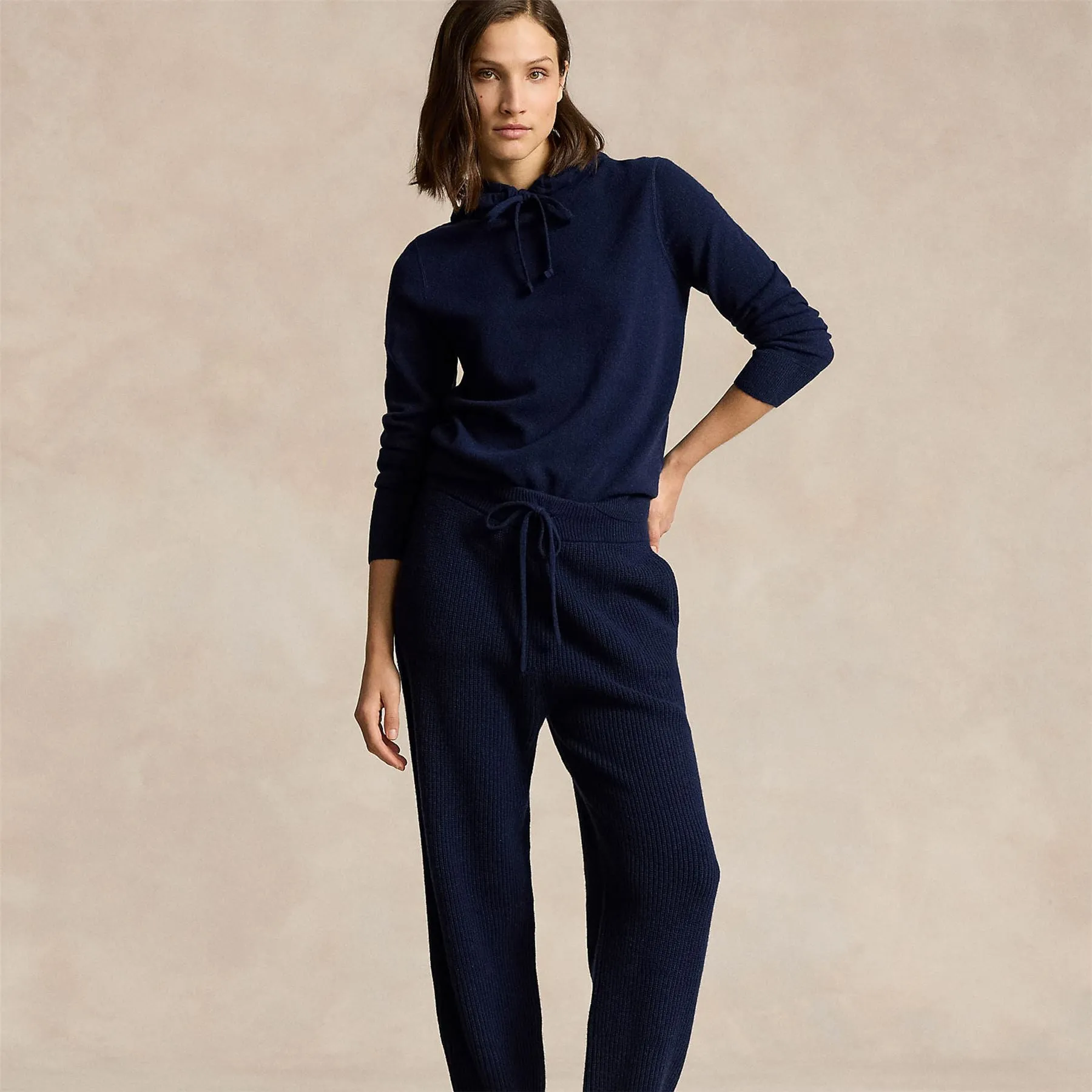 Washable Cashmere Hoodie Refined Navy